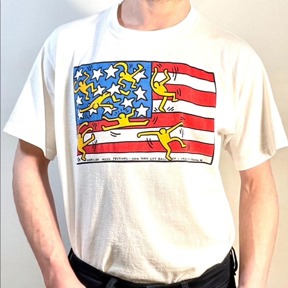 Vintage American Flag Keith Haring T shirt